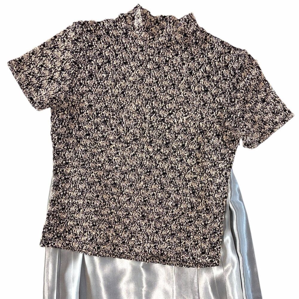 E.K. Designs Vintage Black & Cream Textured Knit Top size Small